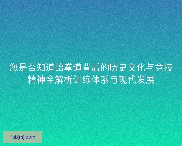 您是否知道跆拳道背后的历史文化与竞技精神全解析训练体系与现代发展