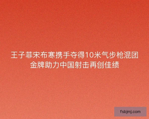 王子菲宋布寒携手夺得10米气步枪混团金牌助力中国射击再创佳绩