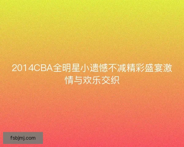 2014CBA全明星小遗憾不减精彩盛宴激情与欢乐交织