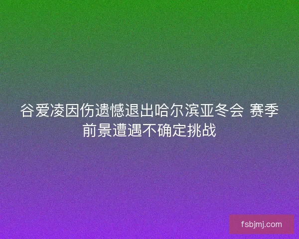 谷爱凌因伤遗憾退出哈尔滨亚冬会 赛季前景遭遇不确定挑战